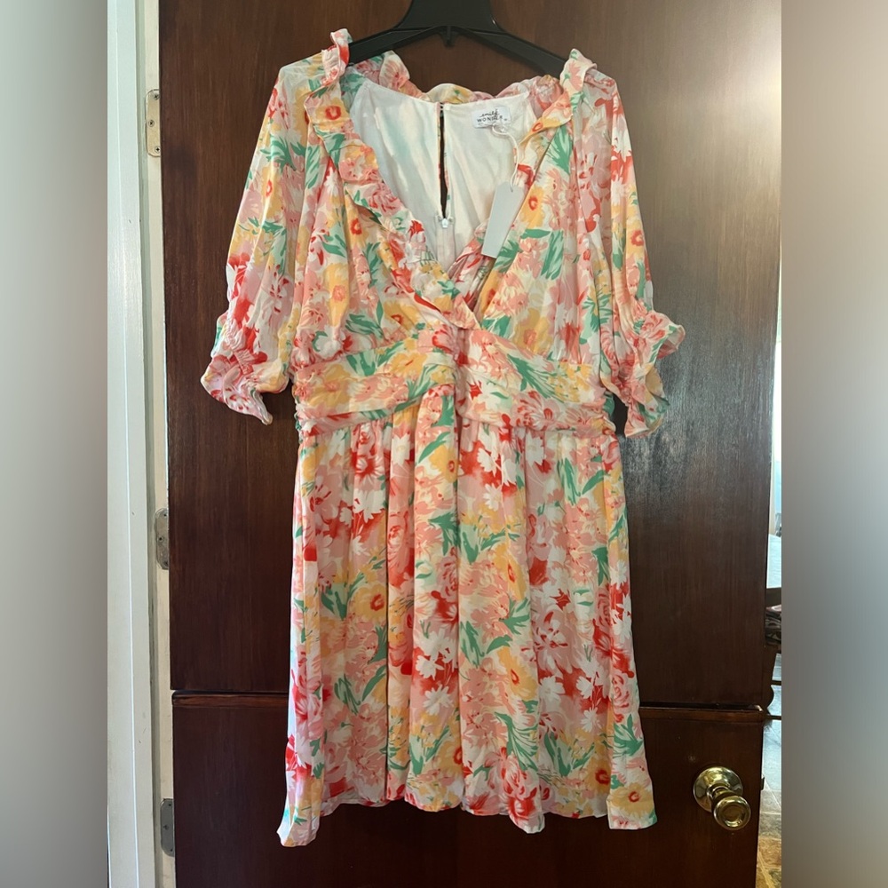 Floral Print V Neck Dress